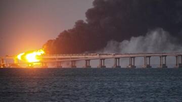 Ukrainian forces have twice previously attacked the Crimean Bridge. (AP PHOTO)