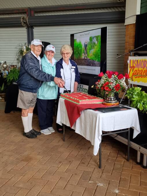An Anniversary cake was cut by long serving members Fay Ryan and Life members Charlie and Dorothy Cox. Picture by Kerrianne Cawley