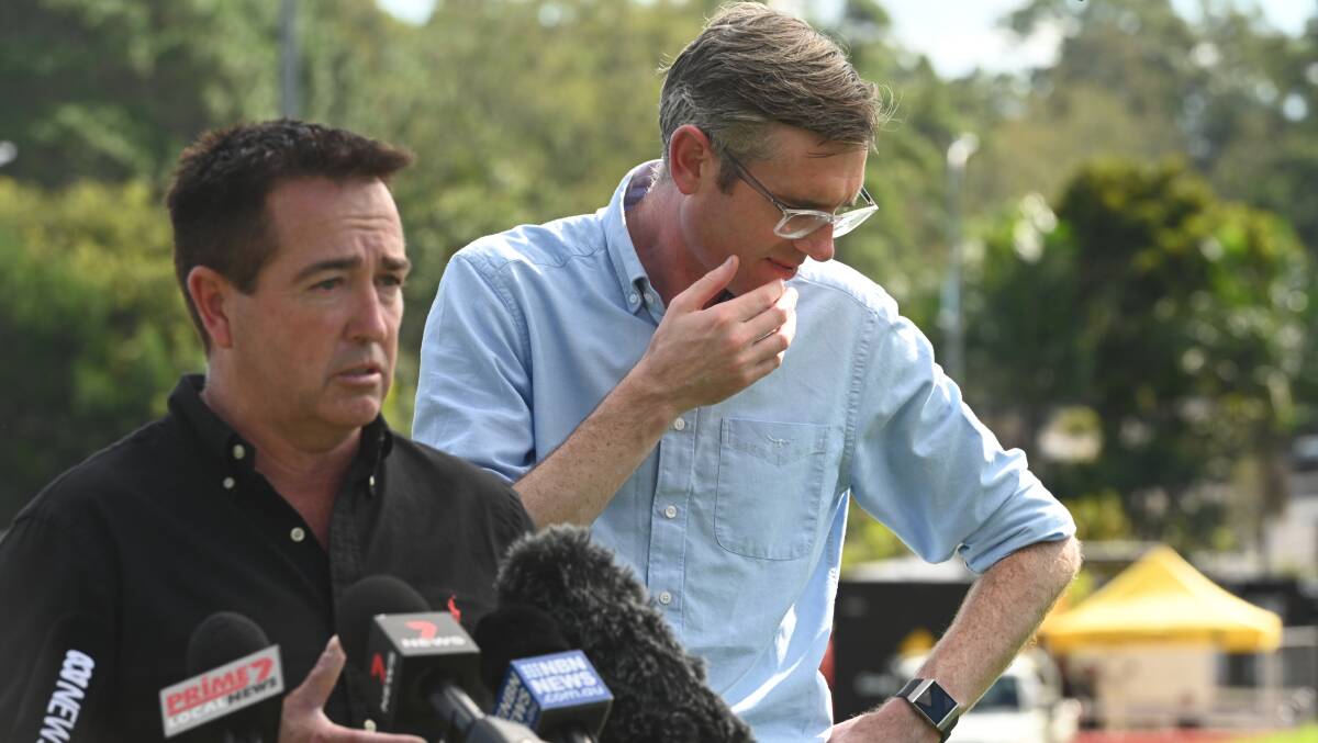 NSW Premier Dominic Perrottet and Deputy Paul Toole announced a new Back to Home package for people whose homes were impacted by floods. Picture Cathy Adams