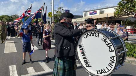 Ballina Pipe Band lead the way at the march along River Street.