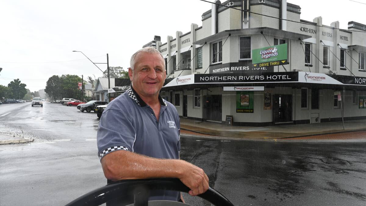 Tony Durheim outside the reopened Northern Rivers Hotel. Picture by Cathy Adams.