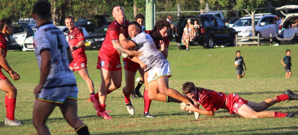 Front-rower Jirra Breckenridge carts the ball forward against Byron Bay. Picture by Deb Milgate.