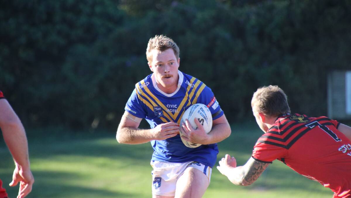 Marist Brothers lock Nathan Stewart on the run in NRRRL. Pictures by Cee Bee's Photos.