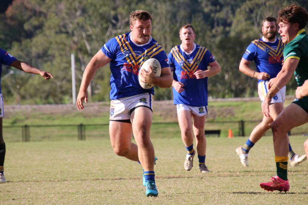 Front-rower James Durheim on the run for Marist Brothers in Northern Rivers Regional Rugby League. Picture by Cee Bee's Photos.