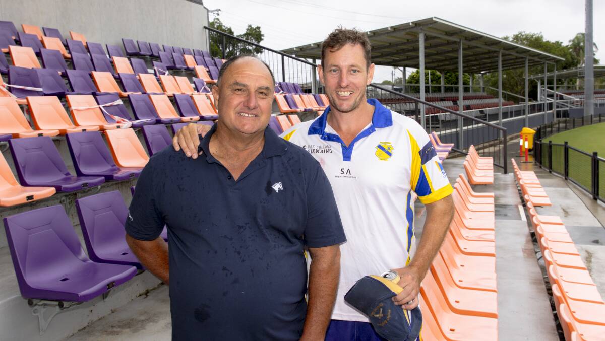 Premiership-winning Marist Brothers captains from 1996-97 and 2023-24. Picture by Daniel Cohen DC/Sports Photography.
