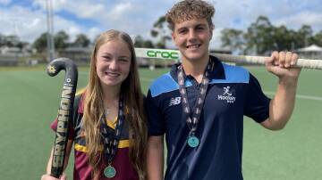 Caitlyn Halliday and Max Venables were picked for Australia after representing Queensland and NSW at the under-16 national hockey titles. Picture by Mitchell Craig
