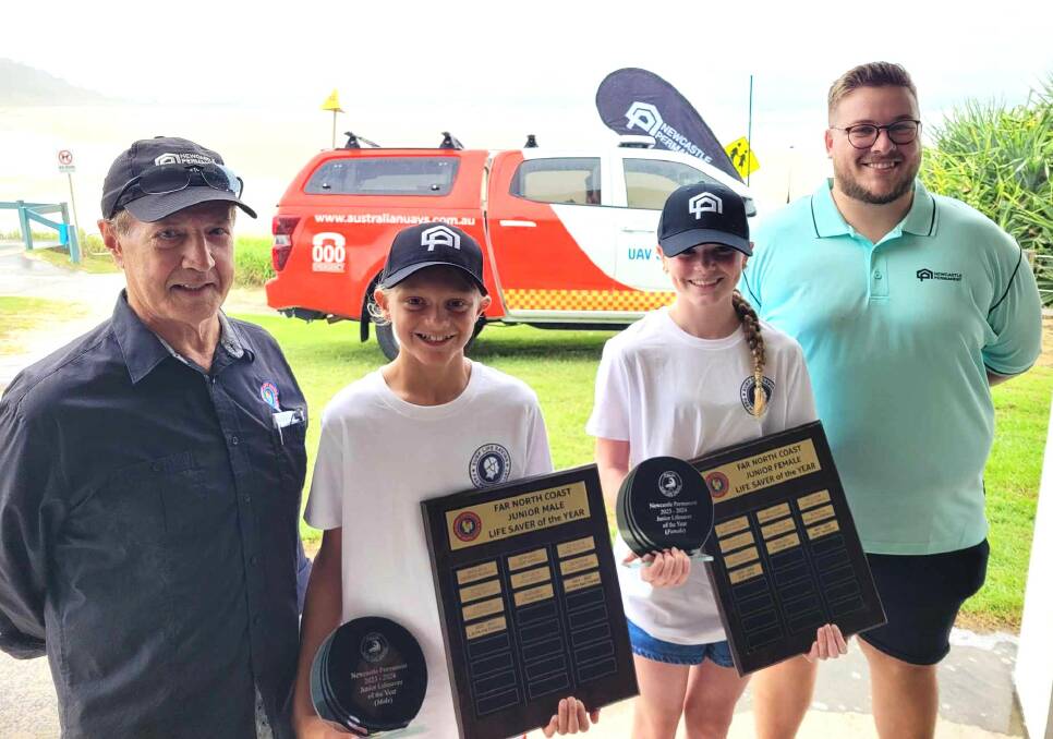 Kayden Muller and Abigail Matthews with Far North Coast Branch President Wilson Cregan and Newcastle Permanent Lismore Assistant Branch Manager Jonathon Miller. Picture supplied.
