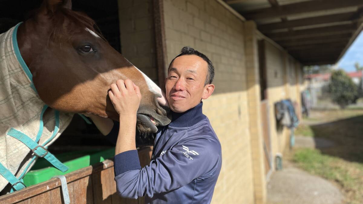 Daiki Chujo with one of his horses Their Finest Hour at his Ballina stables. Picture by Mitchell Craig.